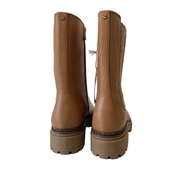 Sam&Libby Scarlett Combat Women's Boot Side Zip Knit Details Brown Size10 - Picture 4 of 8